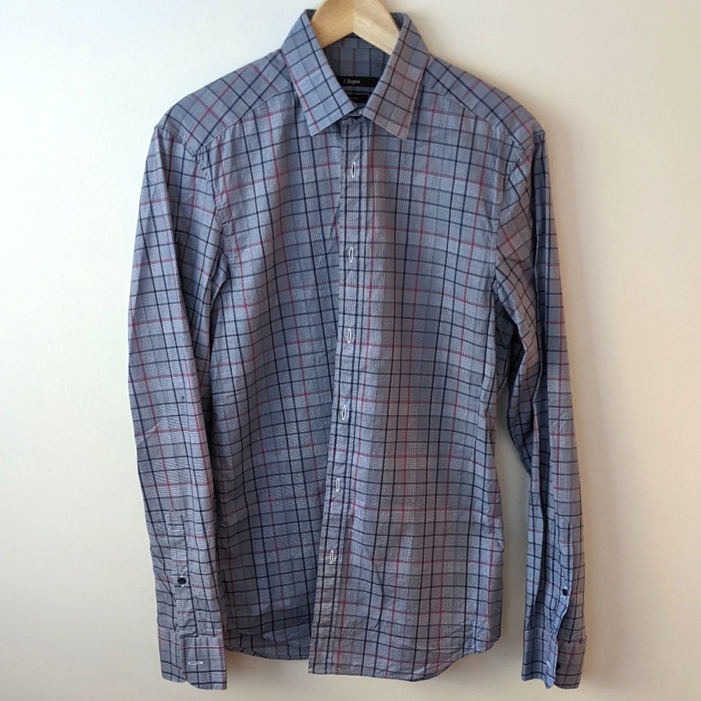 Z Zegna Plaid Dress Shirt